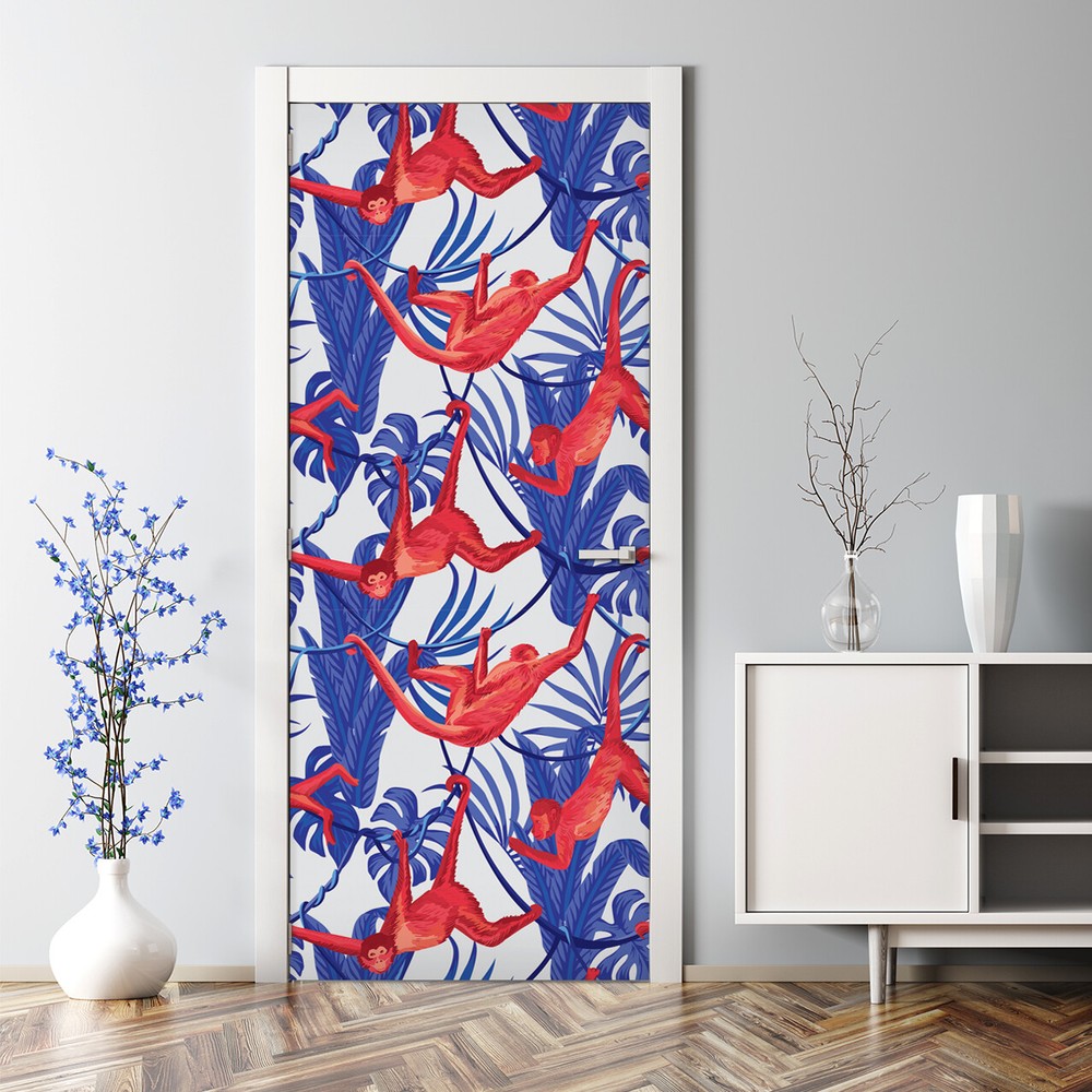 Alternative Monkeying Bubble Free Crazy Illustration Repositionable Door Decal