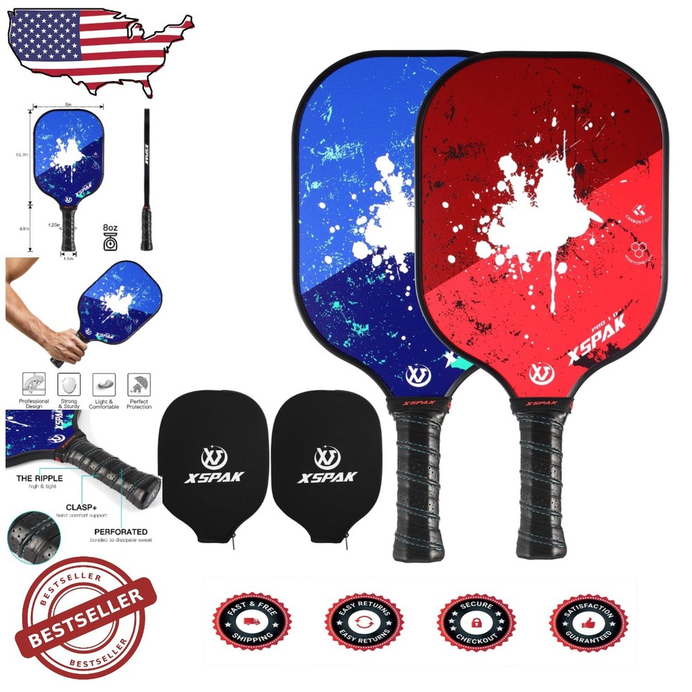 Graphite Pickleball Paddle Set of 2 with Balls and Backpack for All Ages
