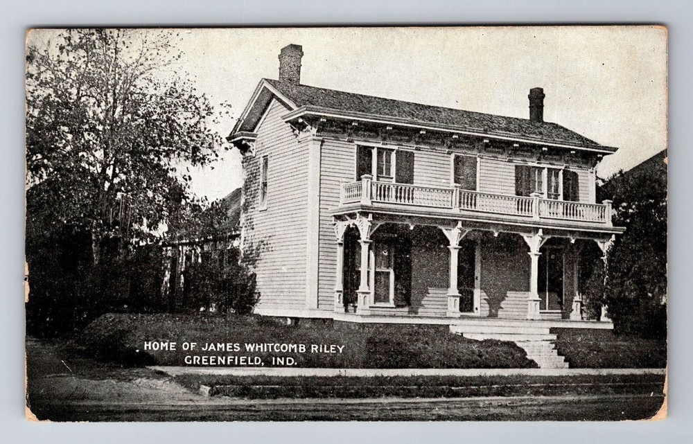 Greenfield IN-Indiana, Home of James Whitcomb Riley, Antique Vintage Postcard