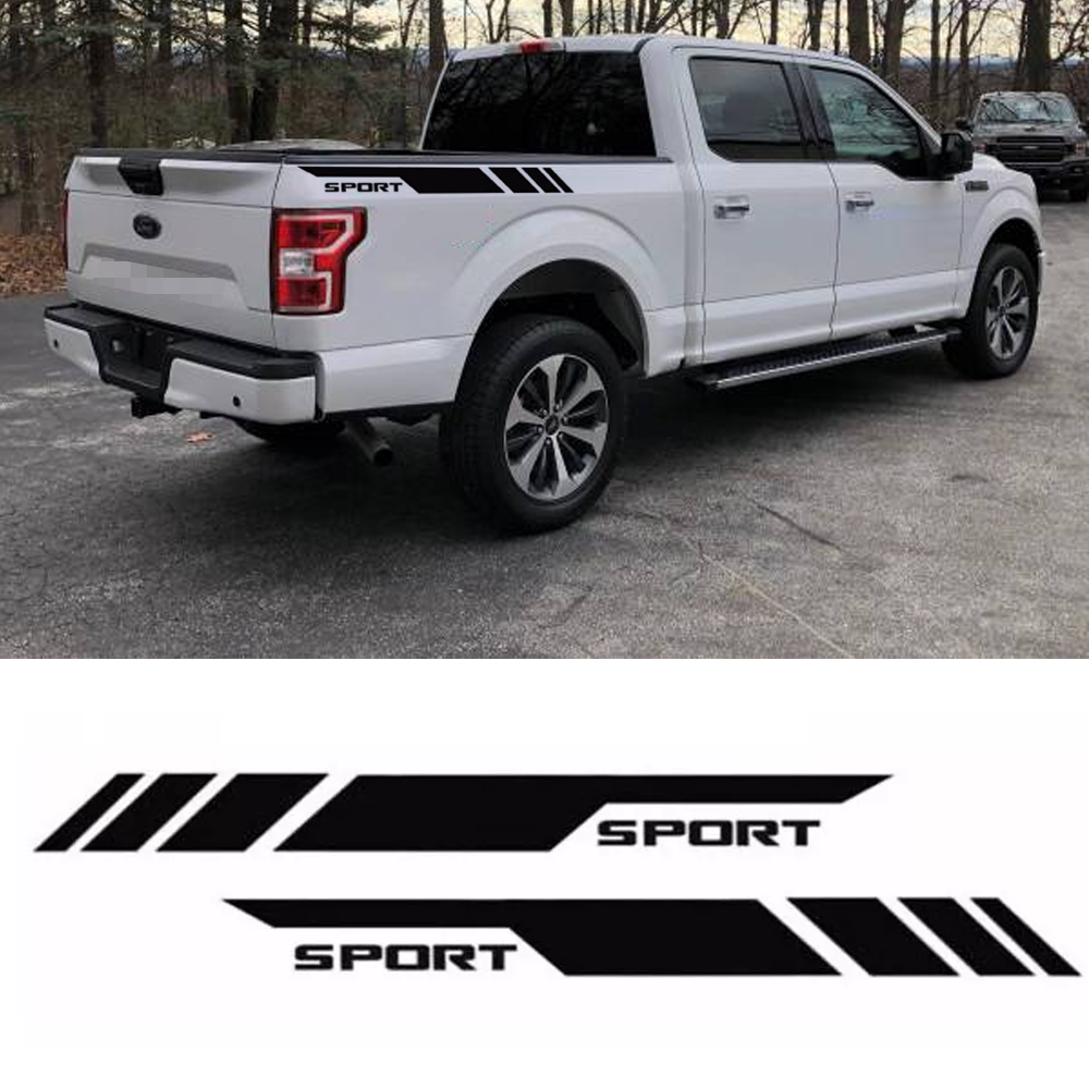 2pcs Black Frosted Matte Truck Bed Side Vinyl Decal Stripes For Ford F150 F250