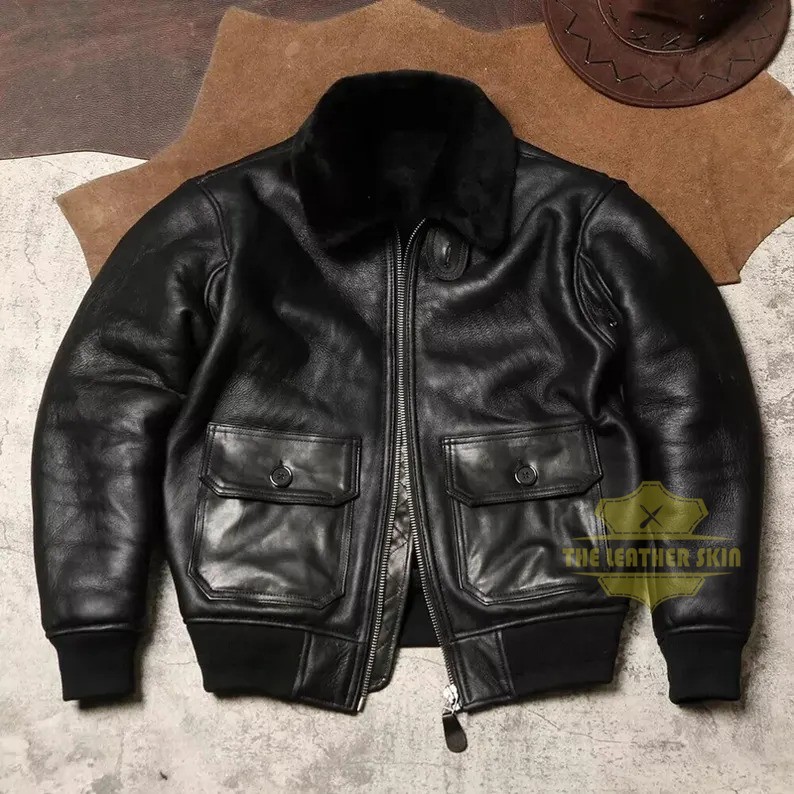 Men Leather Jacket | Bomber Jacket | Genuine Leather Vintage Style Retro Jacket