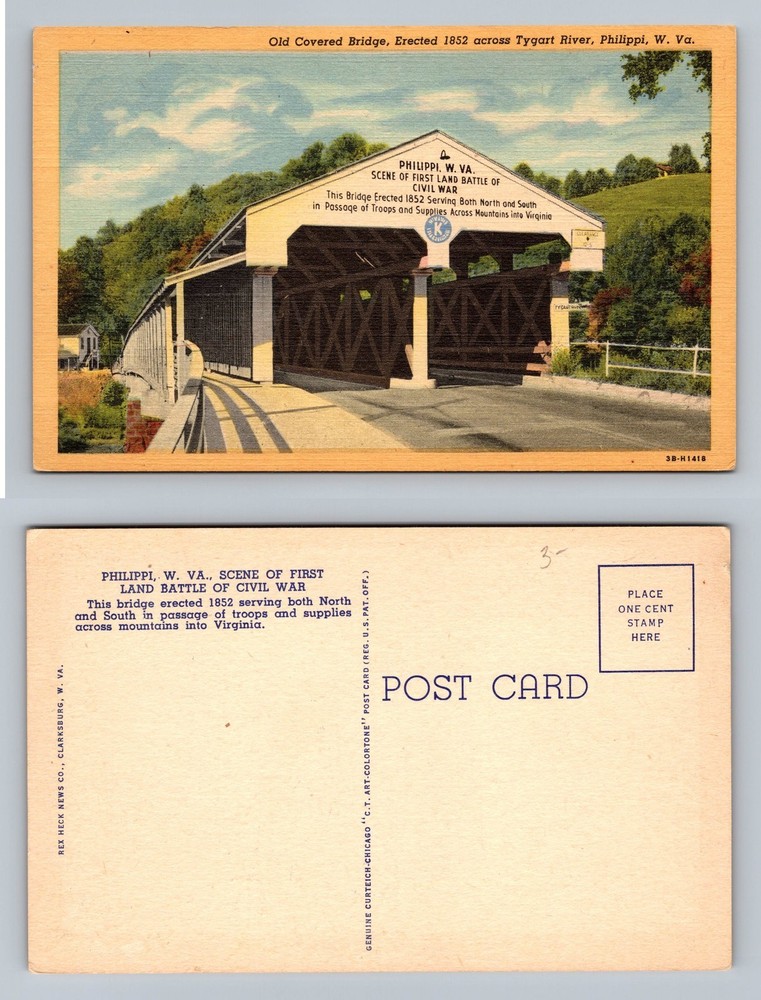 Philippi, WV-West Virginia, Covered Bridge Civil War PC Vintage Postcard