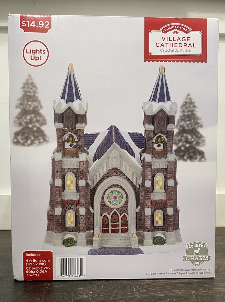 Holiday Time 2019 Lighted Village Cathedral 7.5 x 10.5 Inches