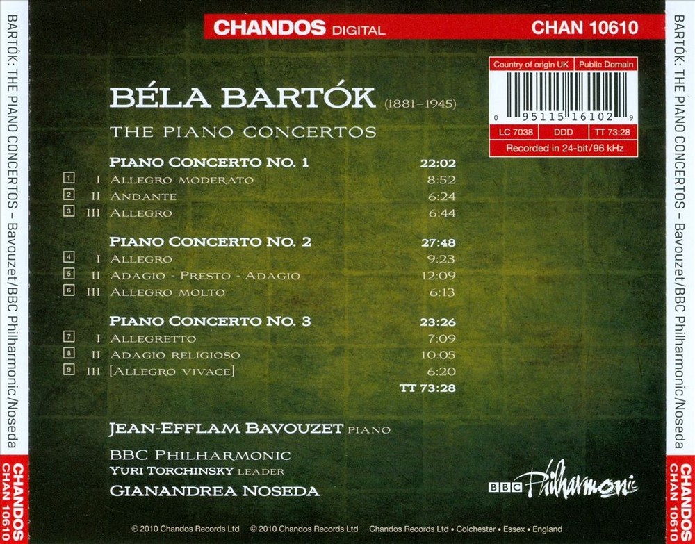 Jean-Efflam Bavouzet / Bbc Philharmonic / Gianandrea Noseda Bartók: The Piano Co