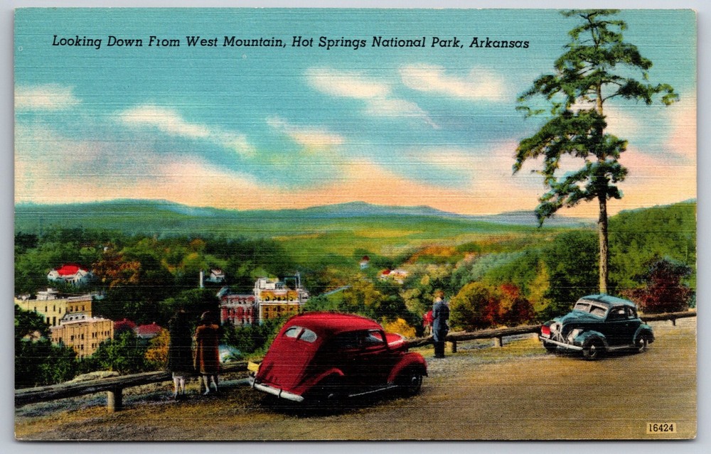 Hot Springs Natl Park Arkansas~Looking Down From West Mtn~Vintage Linen Postcard
