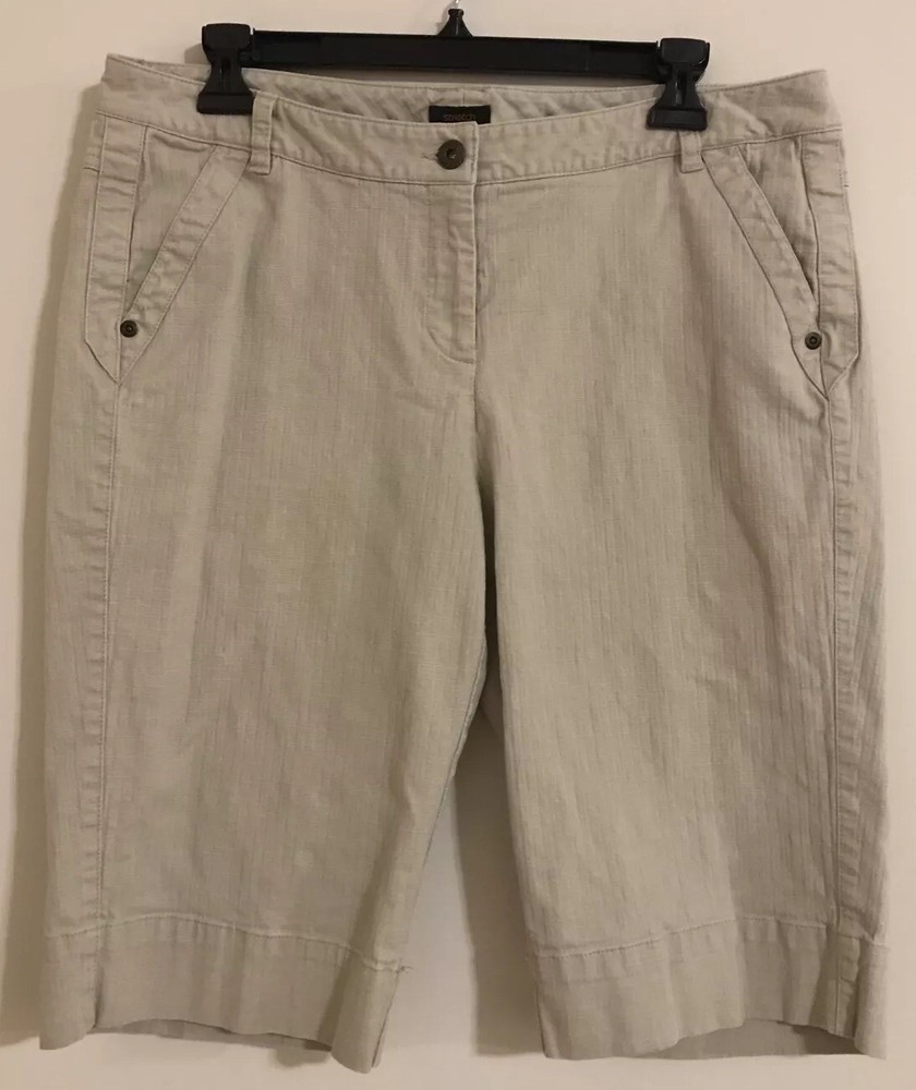 Liz Claiborne Womens Size 12 Beige Denim-Style Vintage Bermuda Shorts! M1383
