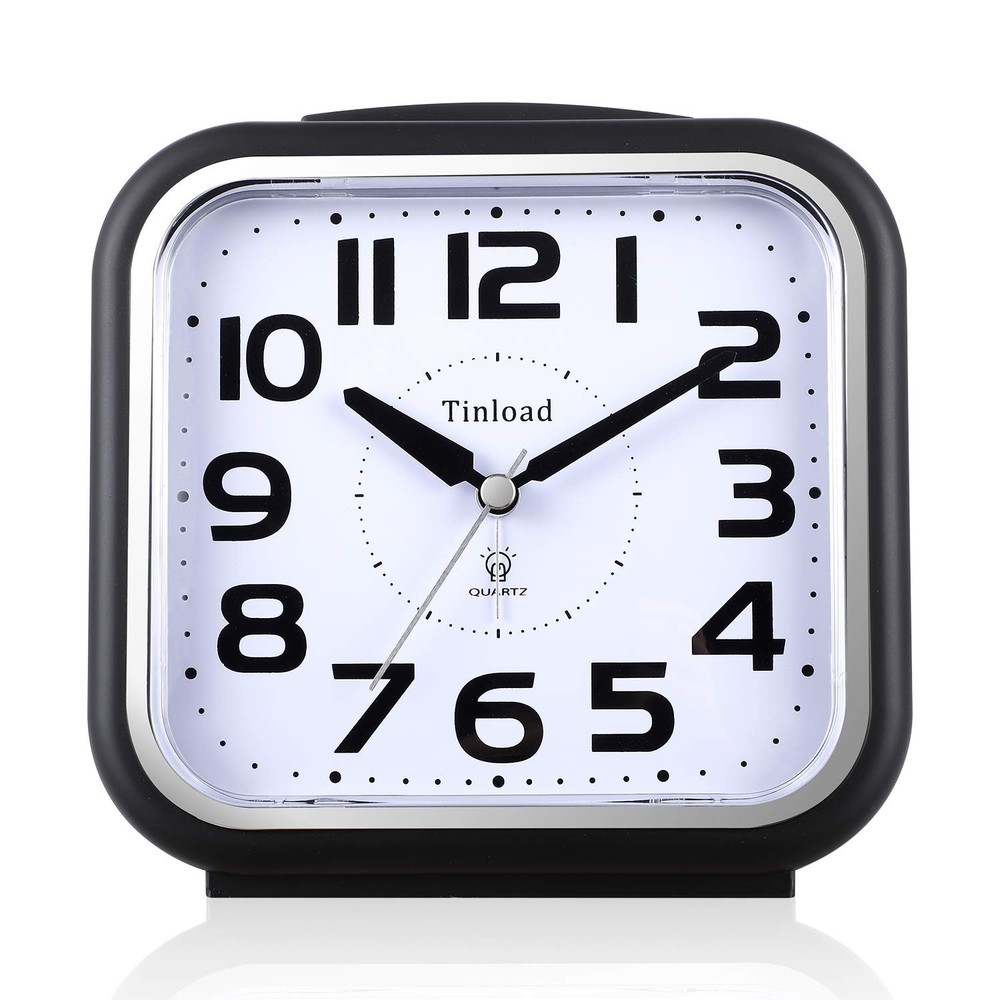 5.5 Inch Large Silent Analog Alarm Clock with Gentle Wake and Beep Sounds