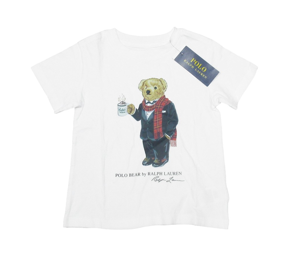 Polo Ralph Lauren White Cocoa Polo Bear Graphic T-Shirt (2T)