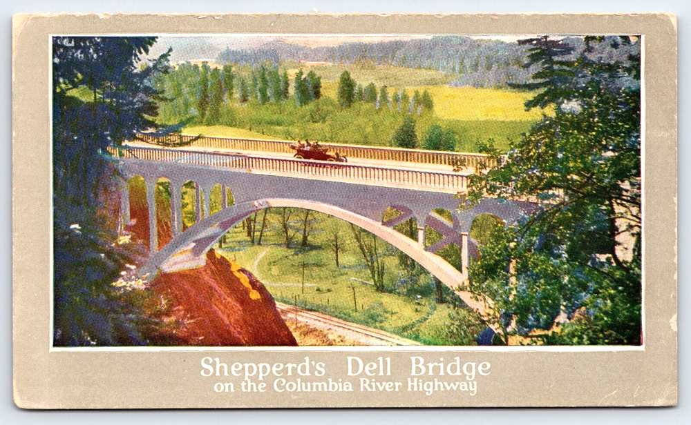Original Vintage Postcard Shepperd's Dell Bridge Columbia River Union Pacific