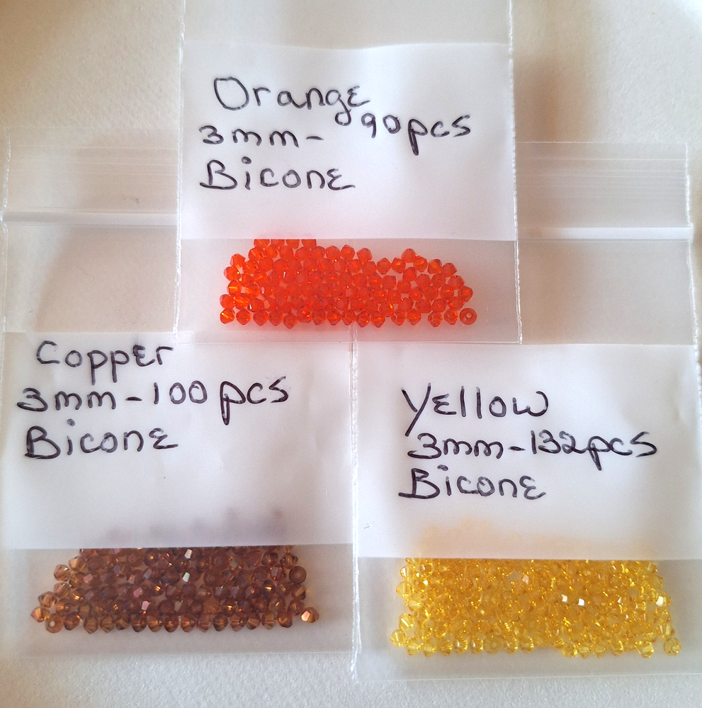 Swarovski 3mm Yellow Orange Copper Crystals Lot of 322 Pieces New Last One