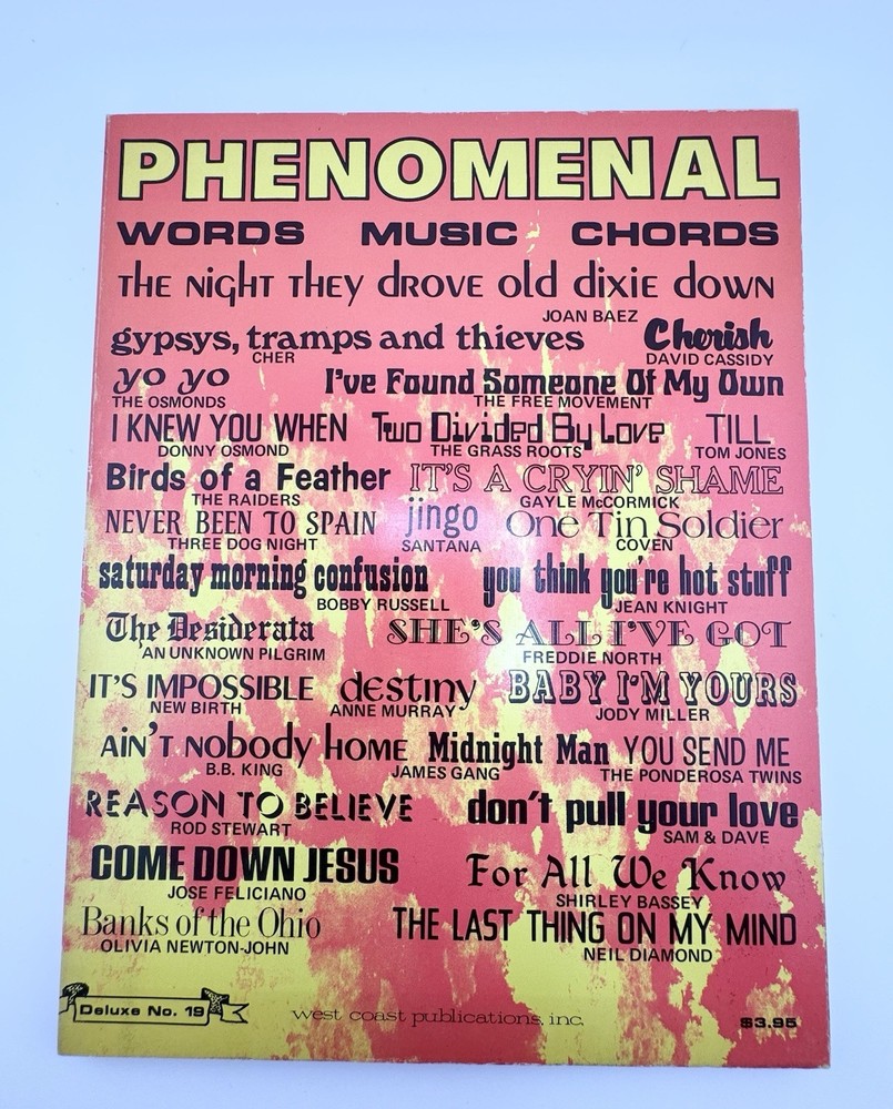 Phenomenal Words Music Chords Sheet Music Song Book Deluxe No. 19 Easy Piano