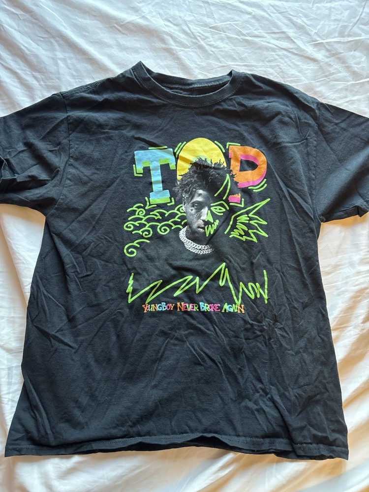 NBA YoungBoy TOP Graphic Print Black Men's Short Sleeve T-Shirt L