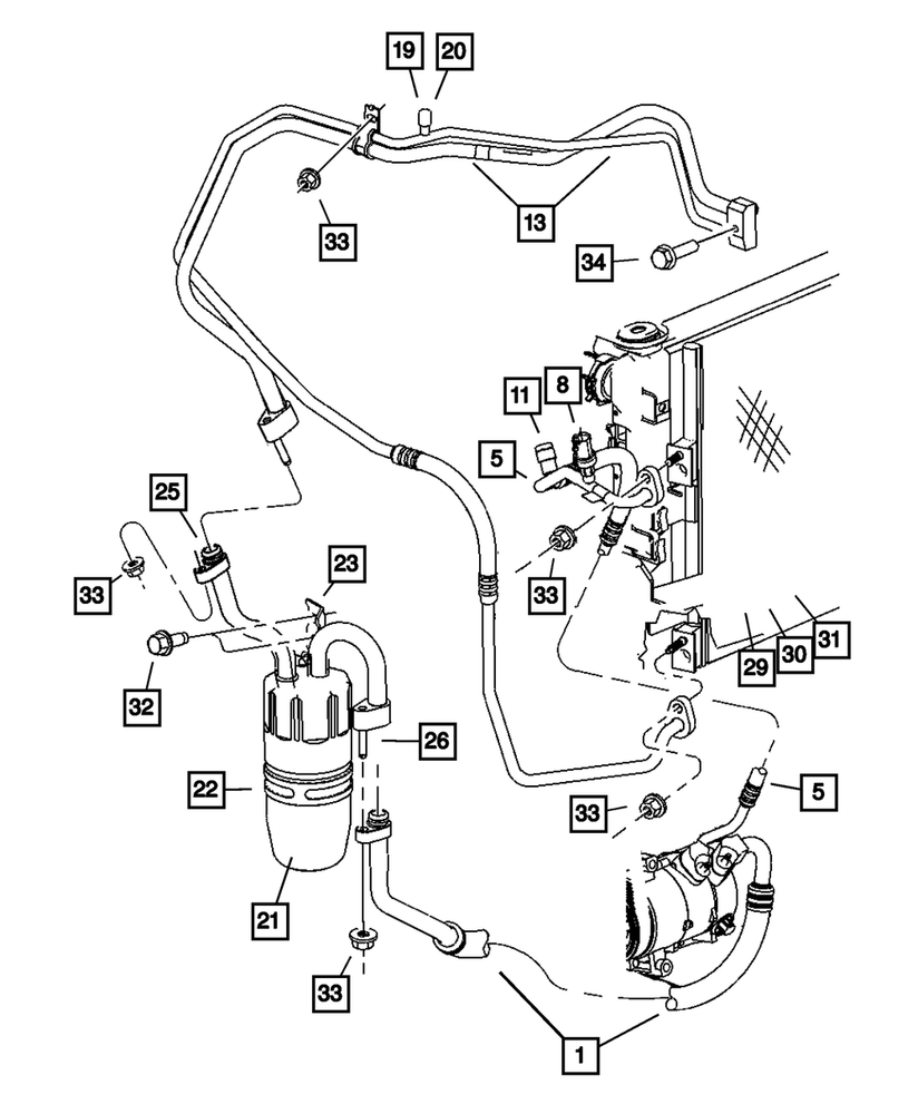 Genuine Mopar A/C Suction Line 5058151AB