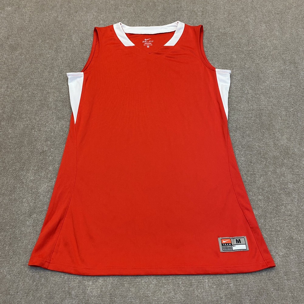 Nike Womens Dri Fit Team Stock Jersey Medium Red White Tank Sports