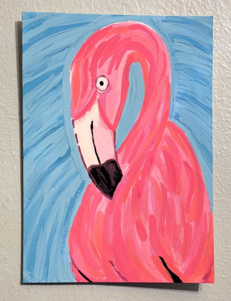 Original Flamingo ACEO | Hand-Painted Gouache Mini Art | Supports Mental Health