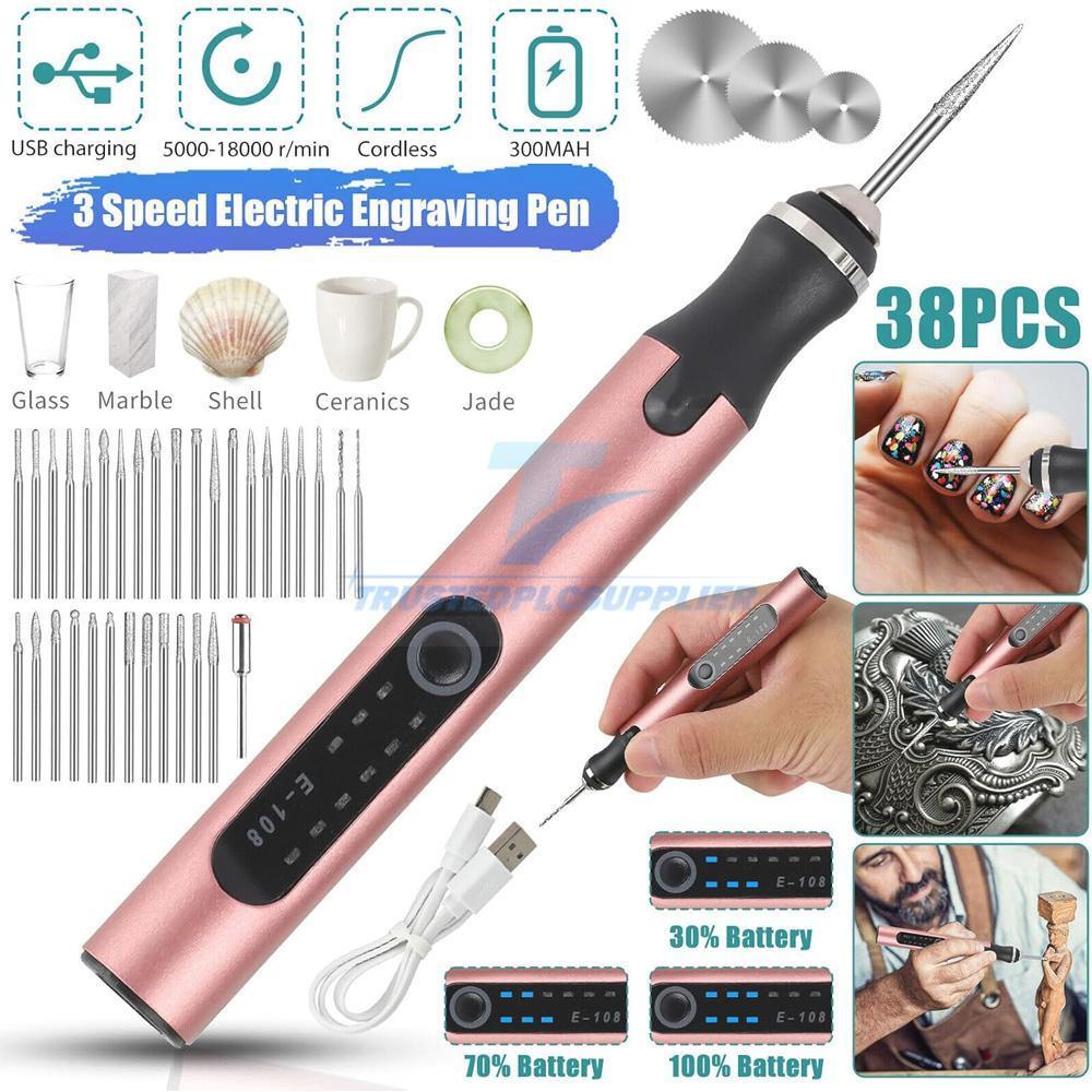 Cordless Electric Engraving Pen Rotary Tool Kit Variable Speed W/ 37 Accessories