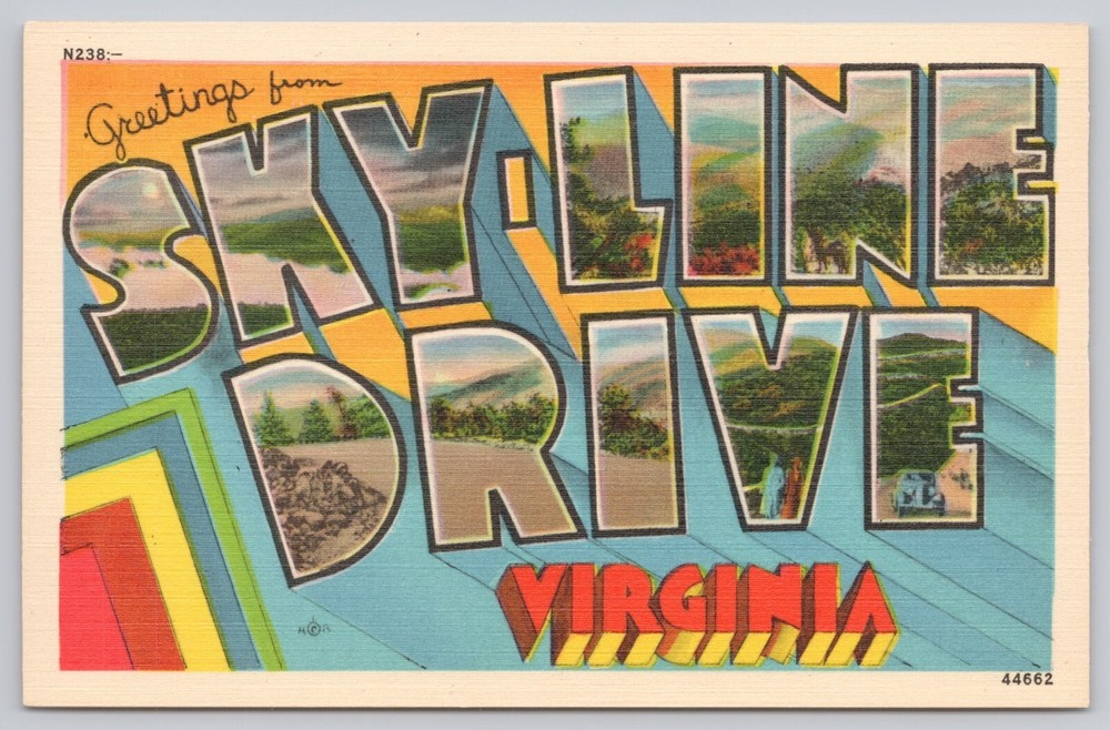 Skyline Drive Virginia, Large Letter Greetings, Vintage Postcard