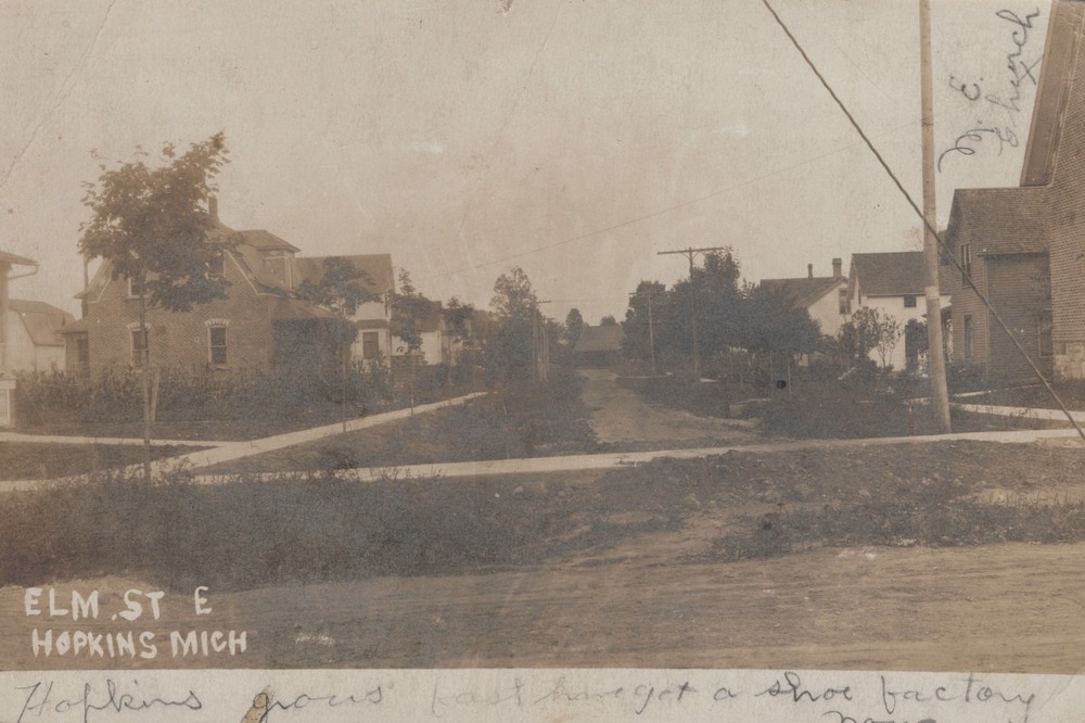 Hopkins  MI Michigan ~ Elm Street East RPPC 1907