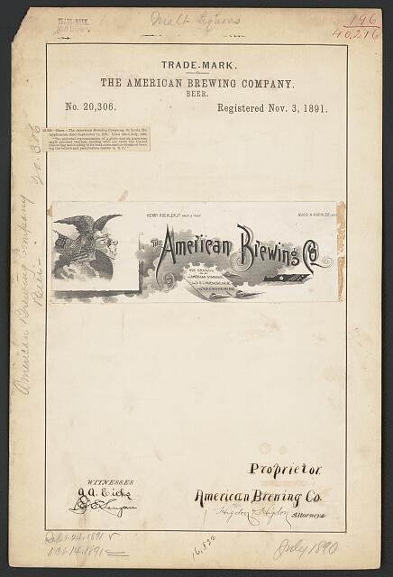 Photo:The American Brewing Company for Eagle and A. B. C. logo brand Beer