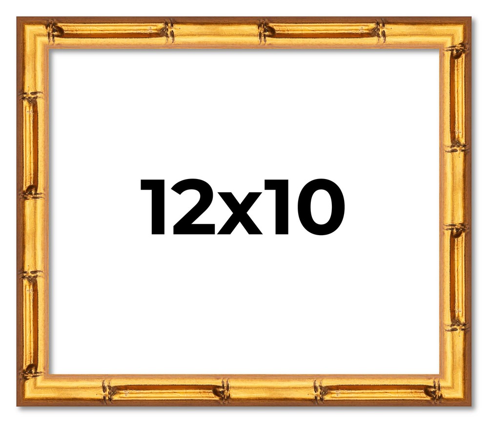 12x10 Frame Gold Bamboo Solid Wood Picture Frame | 1 Inch Moulding Width | Inter