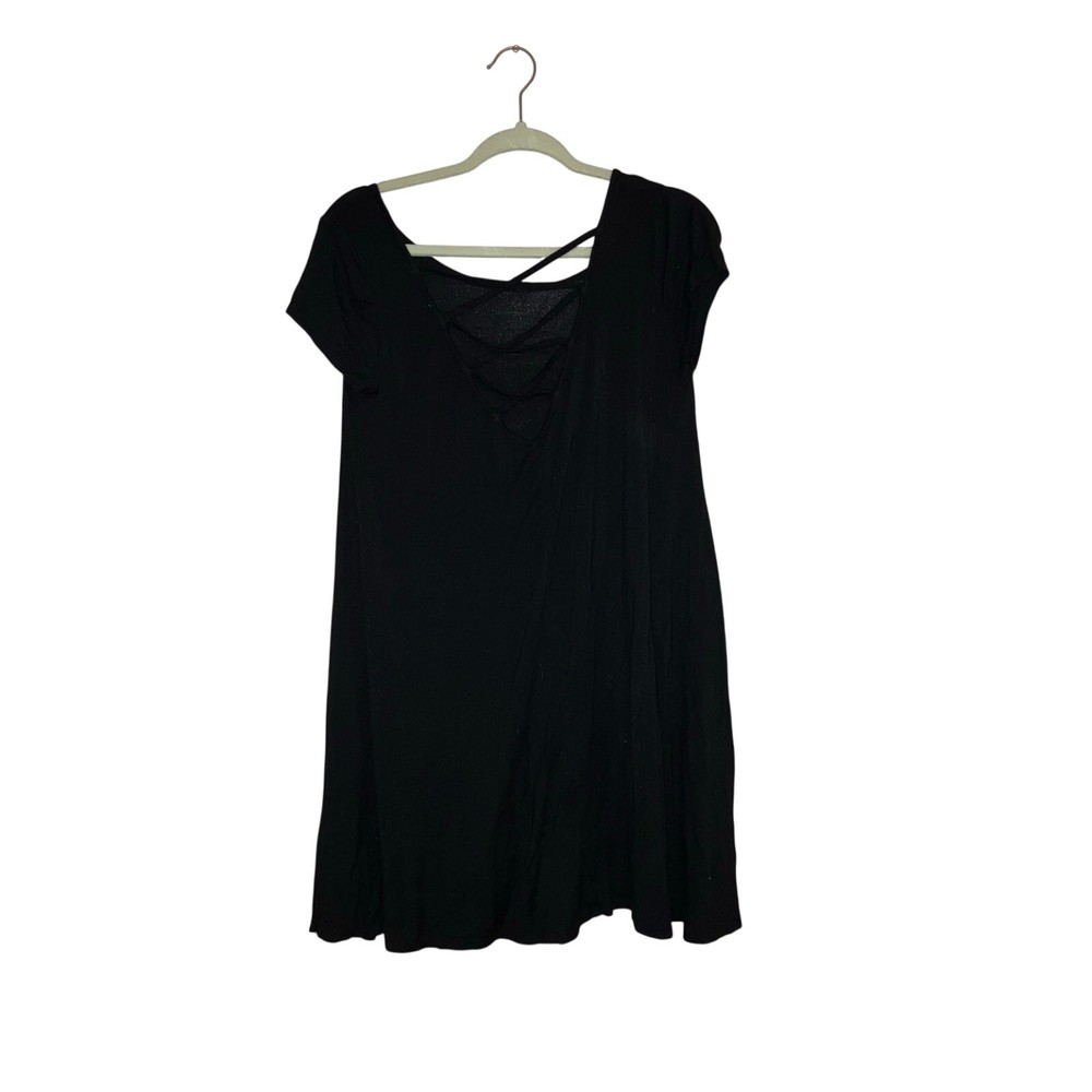 Heart & Hips Black Criss Cross Back Short Sleeve Mini Dress Medium