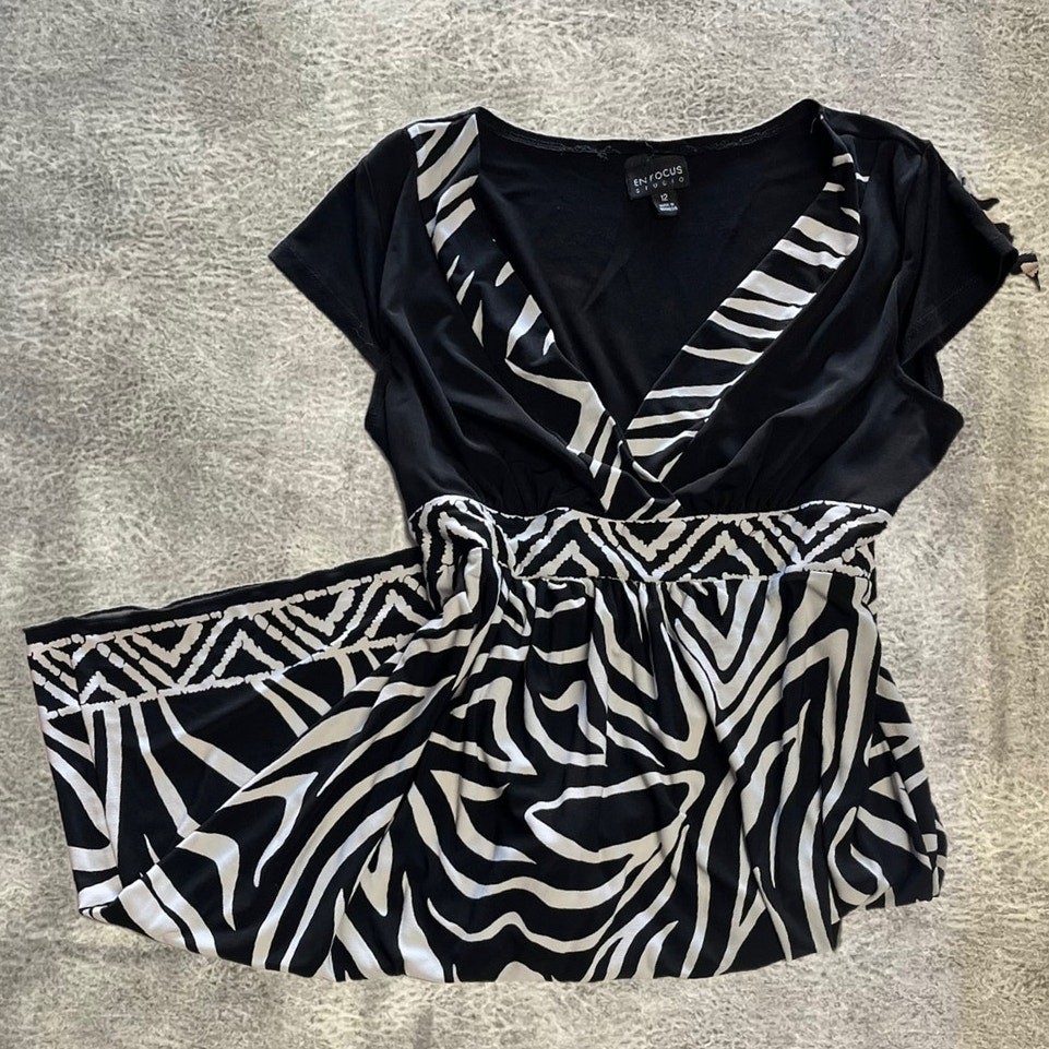Y2k Enfocus studio zebra print mini dress