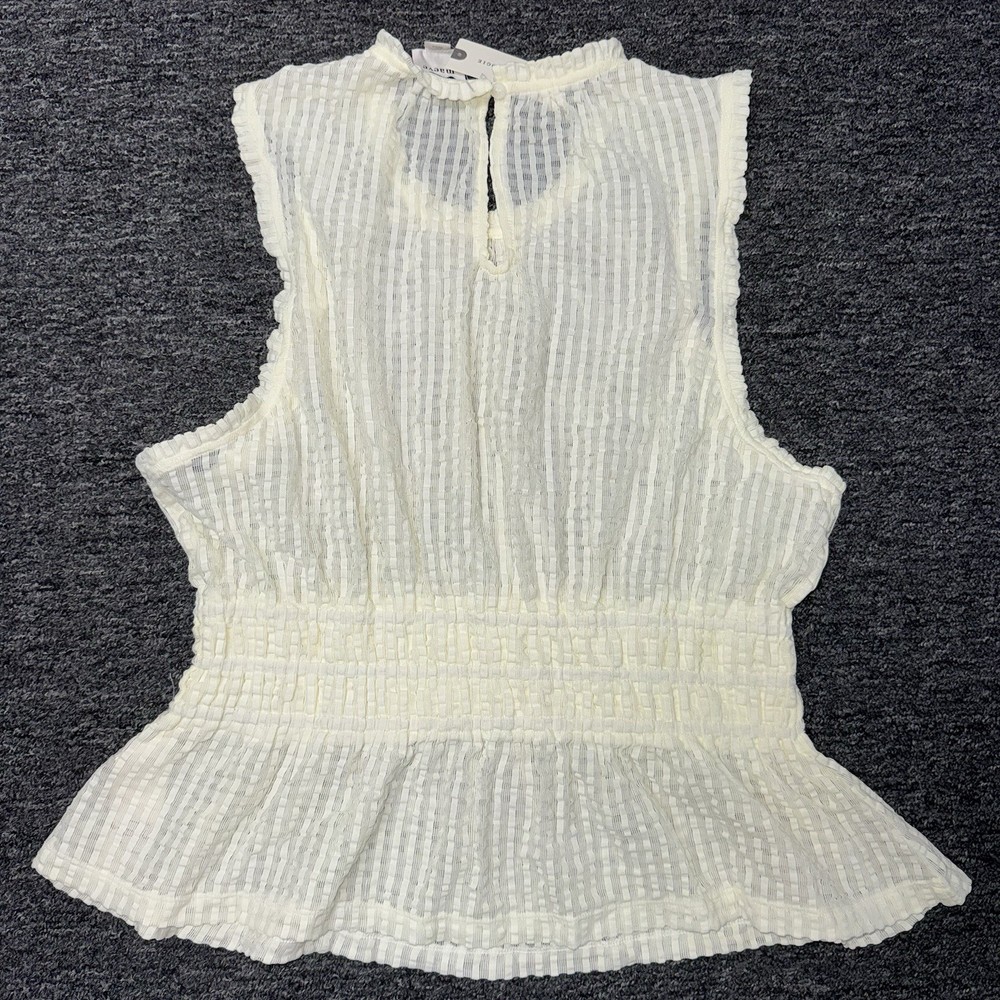 NWT Women’s Ivory Smocked Maeve By Anthropologie LightweightBlouse Top -Size XL