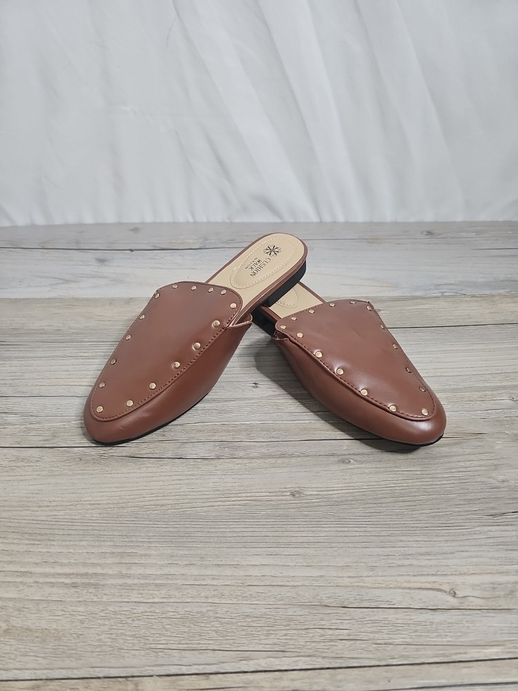 Cushion Walk By Avon Shoes Studded Loafers Slides Mules Womens Size 6 Brown NEW
