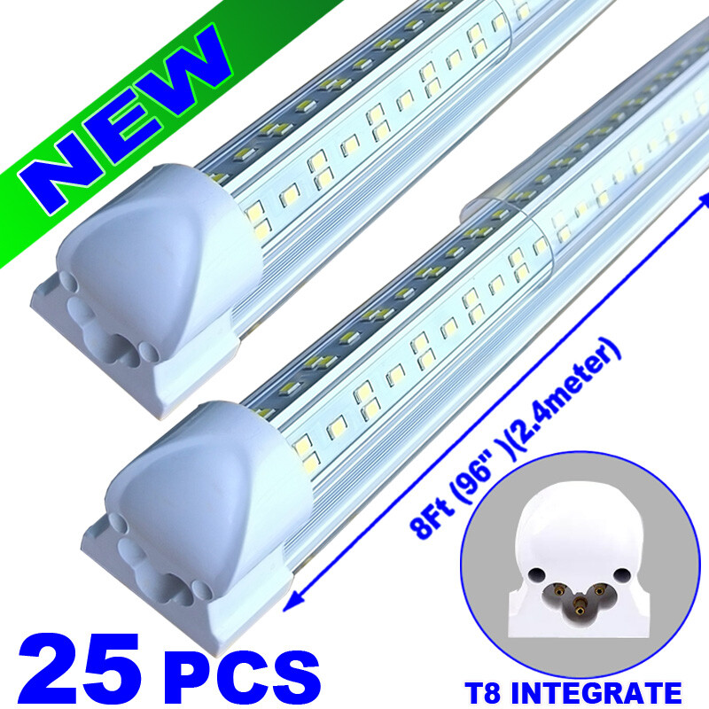 8 foot led shop lights 144w led Strip Lights 25PC Cold White LED Garage Lights