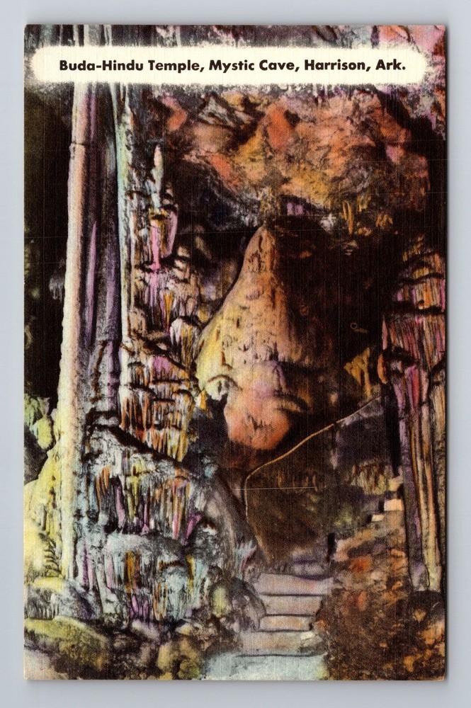 Harrison AR-Arkansas, Buda Hindu Temple, Mystic Cave, Antique, Vintage Postcard