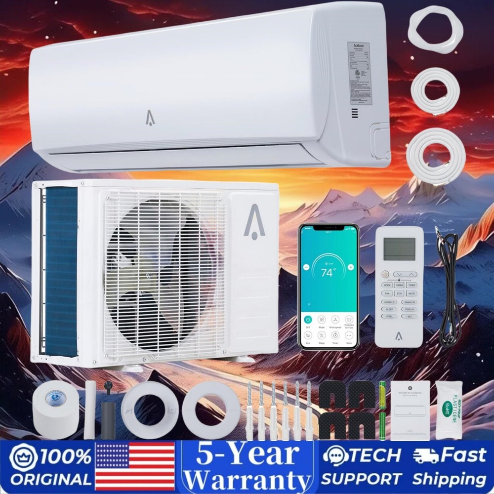 12000 BTU Ductless Inverter Mini Split AC Heat Pump 19 SEER2 WIFI Ready  
