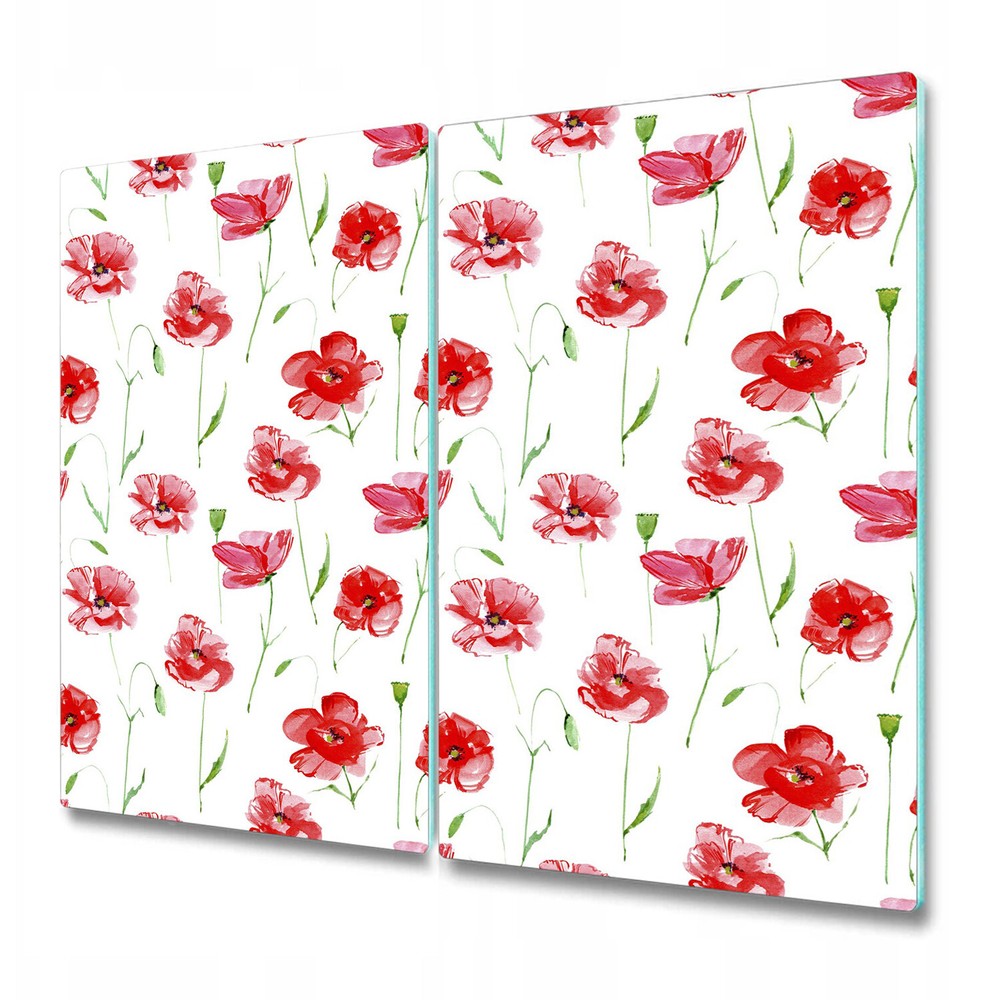 Glass Kitchen Chopping Cutting Board Worktop Saver Red poppy flowers Floral