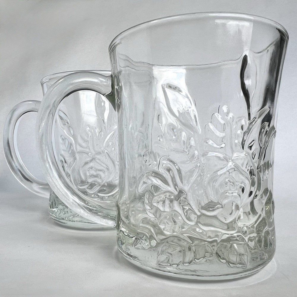 Vintage Pasari Livia Frosted Rose Pattern Coffee/Tea Mugs -   Set Of 2