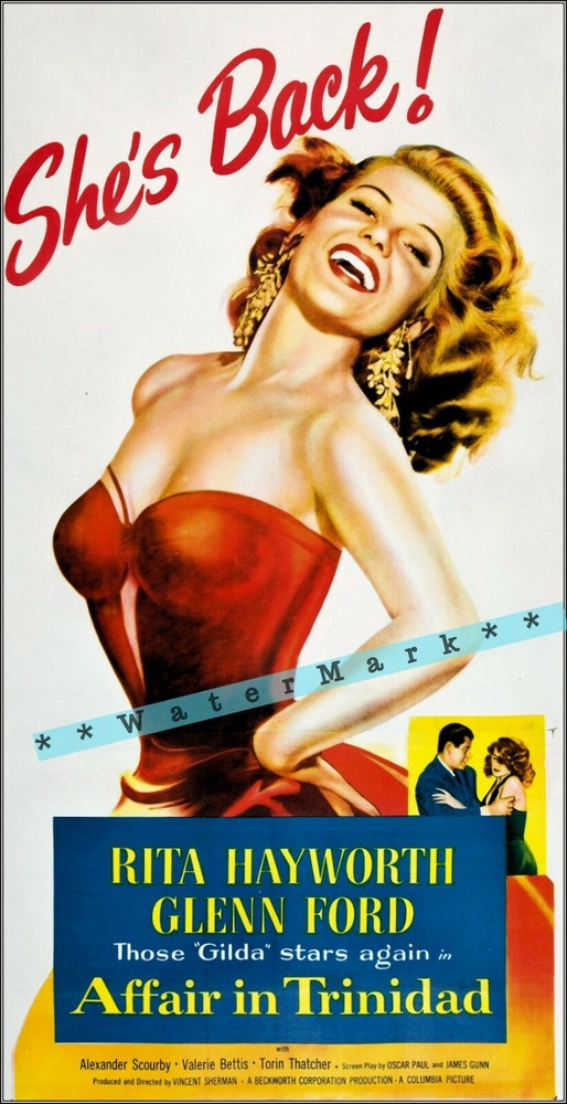 1952 Film Noir Crime Drama Affair In Trinidad Vintage Movie Poster Art