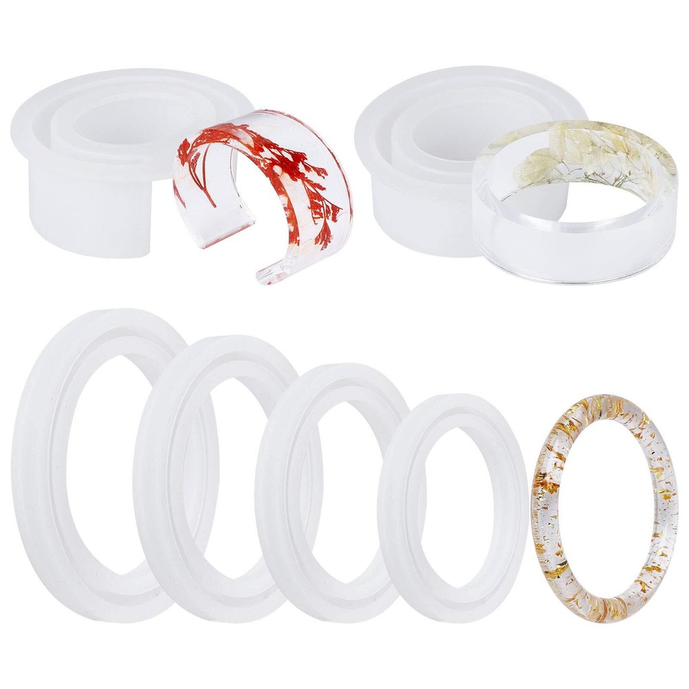 6PCS Large Round C Font Silicone Bracelet Molds for Resin Epoxy Jewelry  