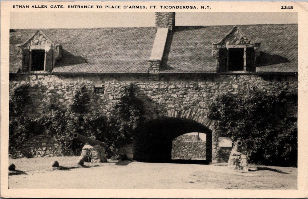 RPPC Fort Ticonderoga Ethan Allen Gate Entrance New York 1938 Postcard