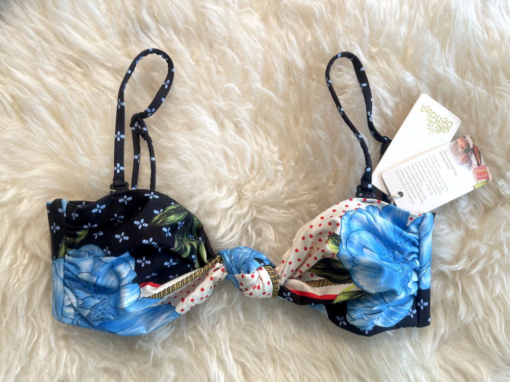 $120 Agua Bendita Lucille Voila Floral Printed Bikini Top Size S NWT