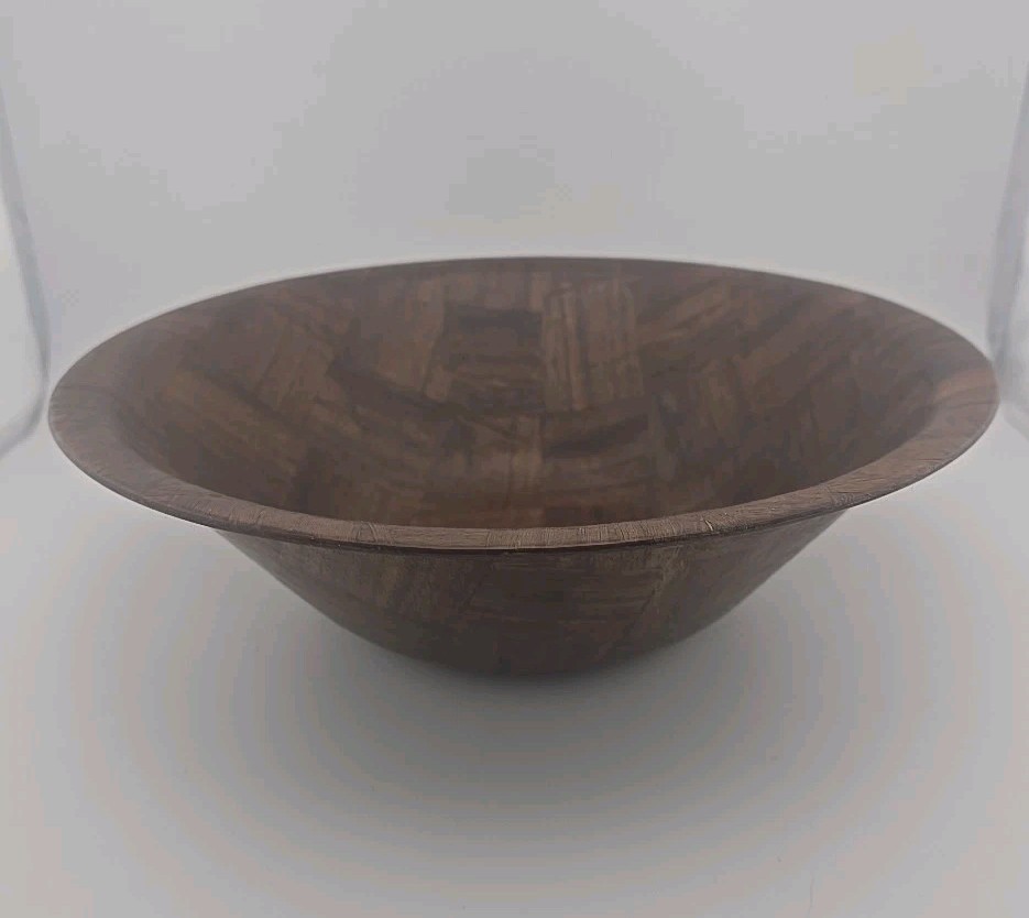 Vintage Weavewood Minneapolis Parquet Wood Salad Bowl 12” MCM Serving Bowl