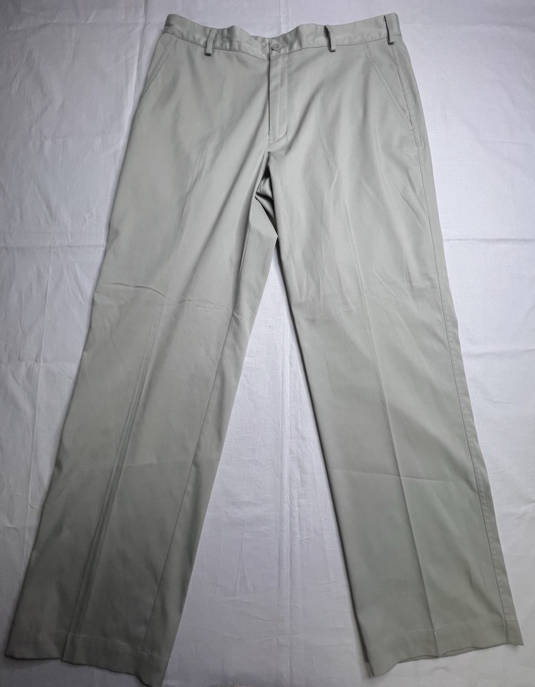 Nike Dri Fit Golf Pant Mens 34x32 Light Gray Straight Leg Lightweight Grip Waist
