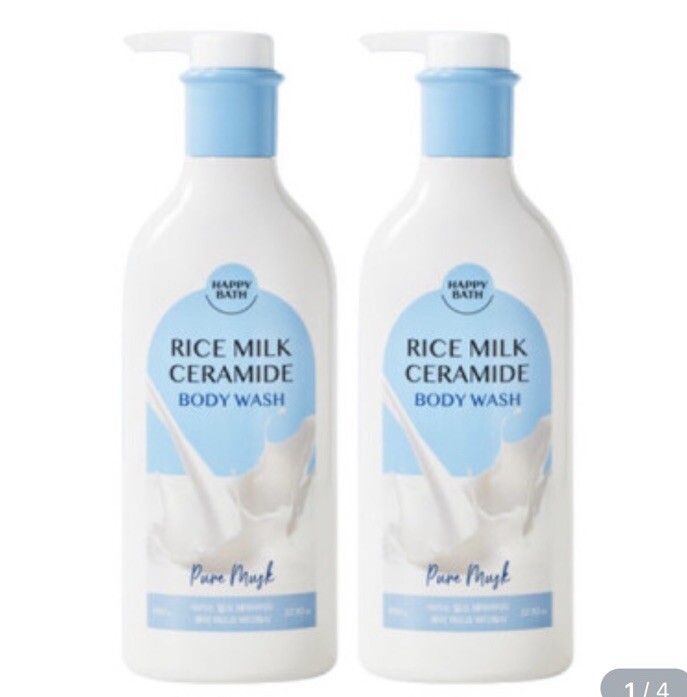 Happy Bath Rice Milk Ceramide Pure Musk 2EA x 650g Body Wash  Shower Gel