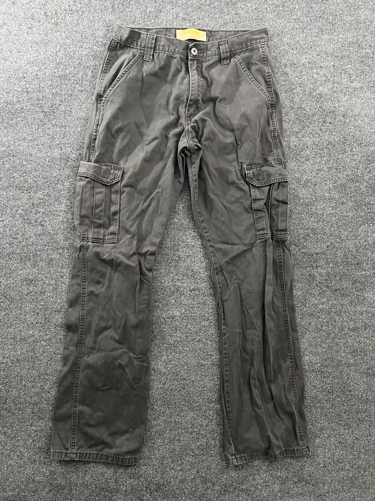 Wrangler Pants Mens 32X34 Gray Cargo Straight Relaxed Fit Hiking Utility Outdoor