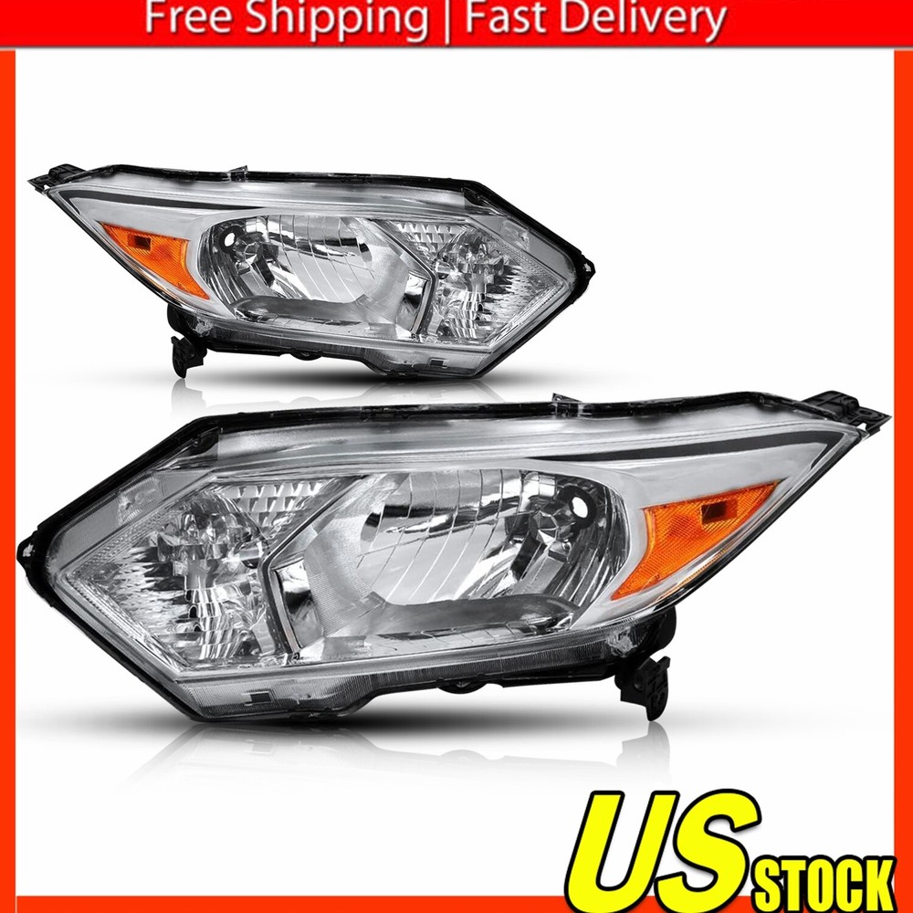 For 2016-18 Honda HR-V HRV Chrome Housing Halogen Headlights Assembly Pair LH RH