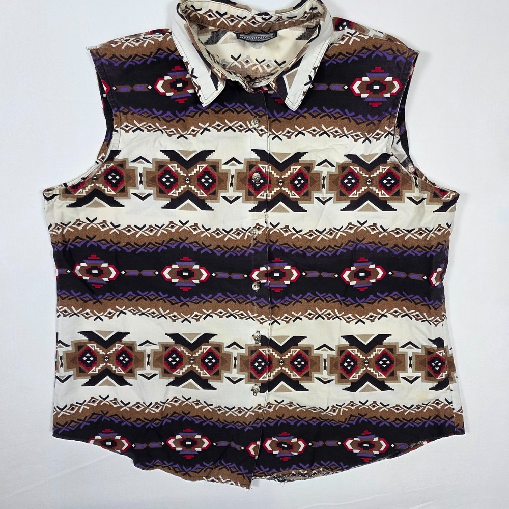 Vintage Roughrider Circle T Size Women’s XL Multicolor Aztec Western Sleeveless