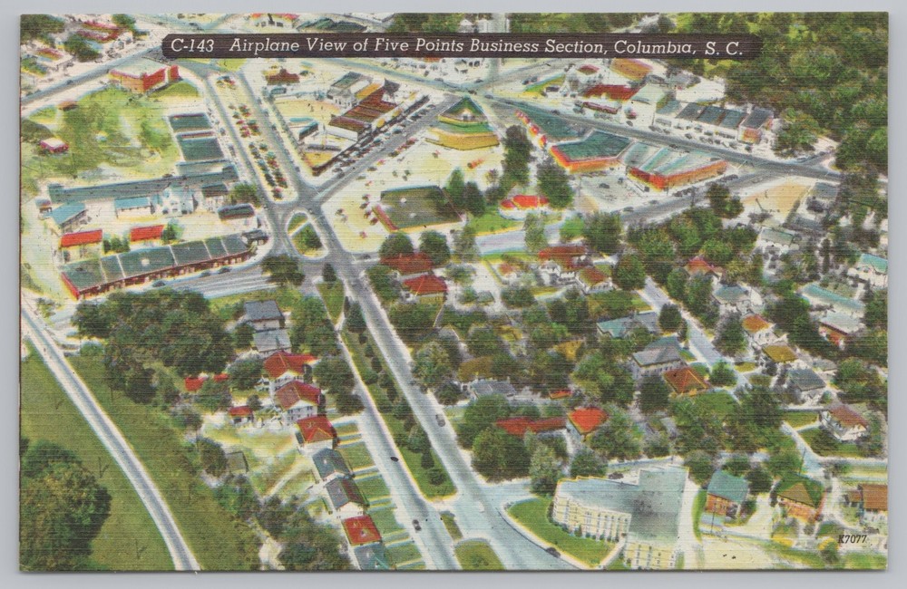 State View~Columbia South Carolina~Business Section Aerial View~Linen Postcard