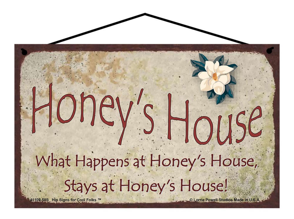 Honey's House Sign with Magnolia Floral Design for Grandma Grandmother Gift