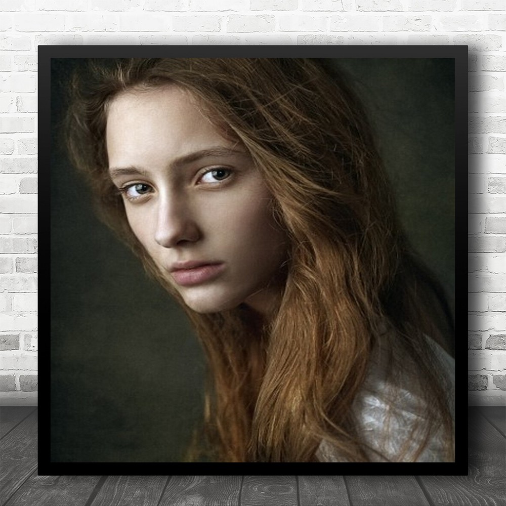 Girl Close Up Stare Long Hair Expression Wall Art Print