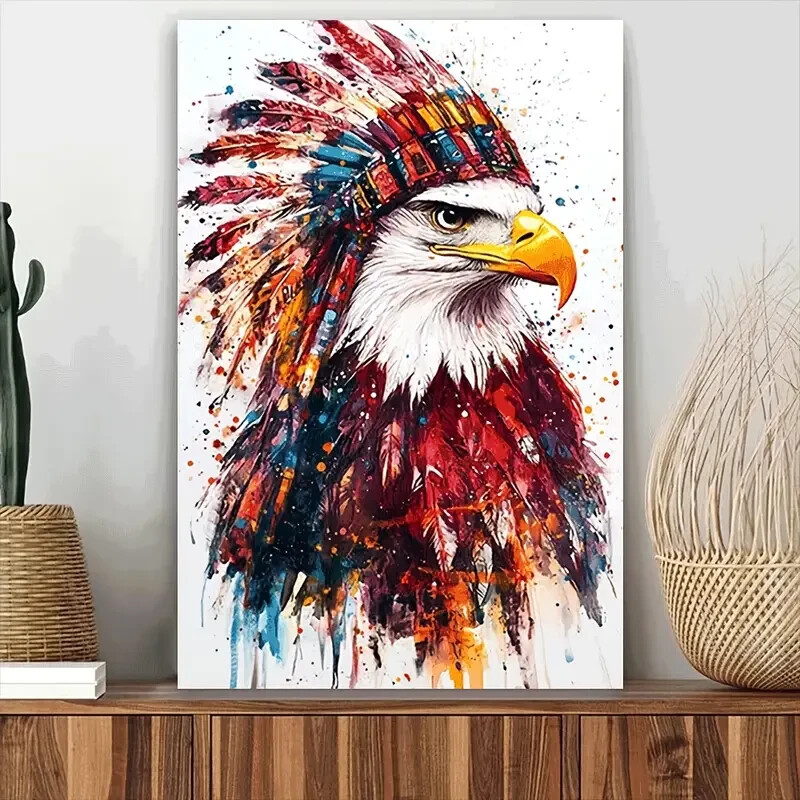 Decorated bald eagle Wall Art  Canvas Unframed/Framed