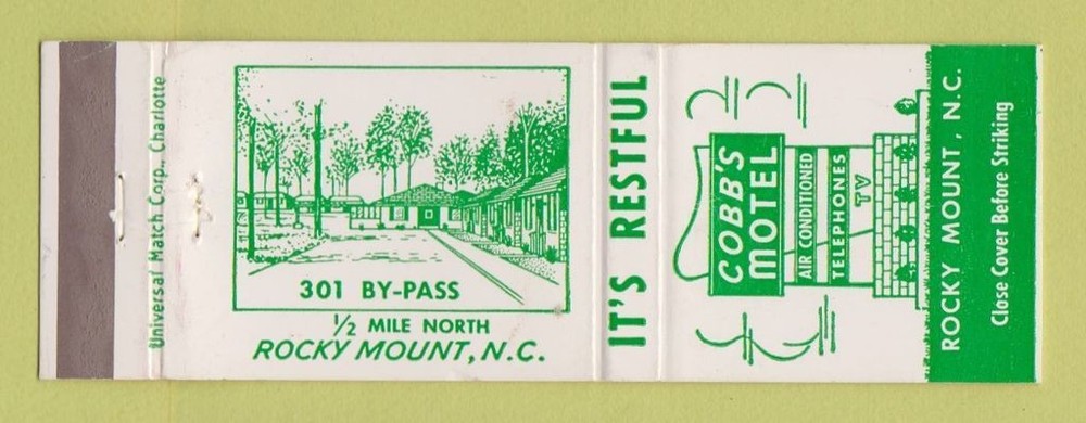 Matchbook Cover - Cobb's Motel Rocky Mount NC