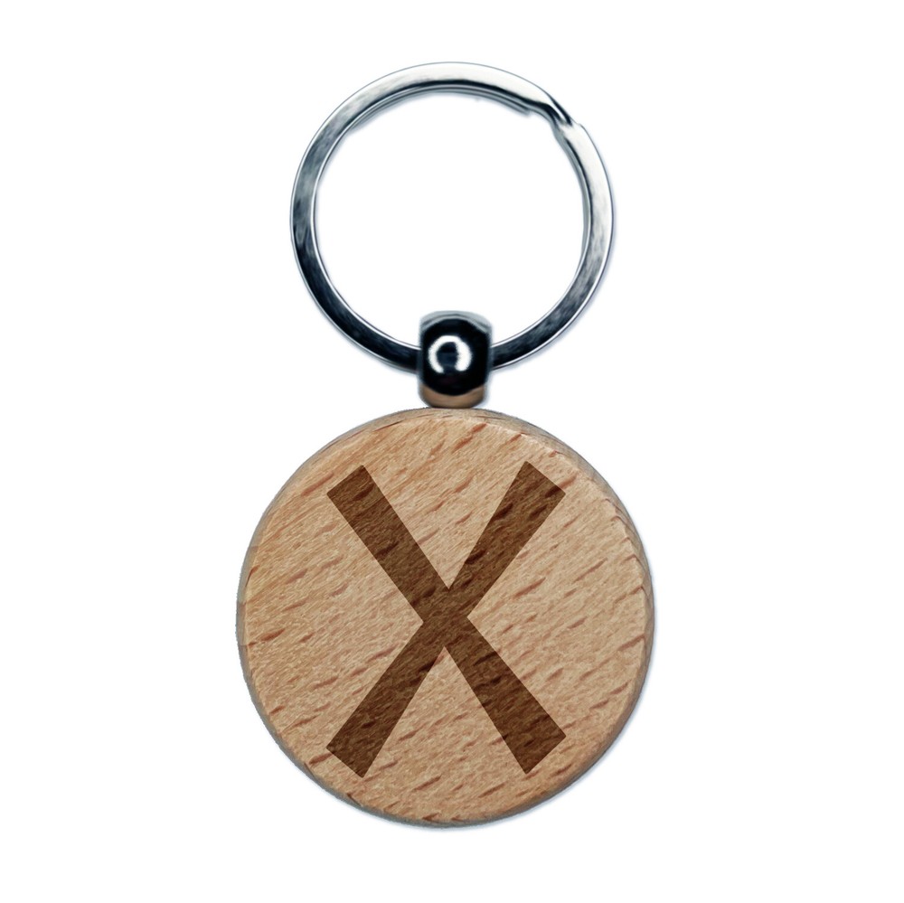 Norse Viking Dwarven Rune Letter G Engraved Wooden Keychain Charm
