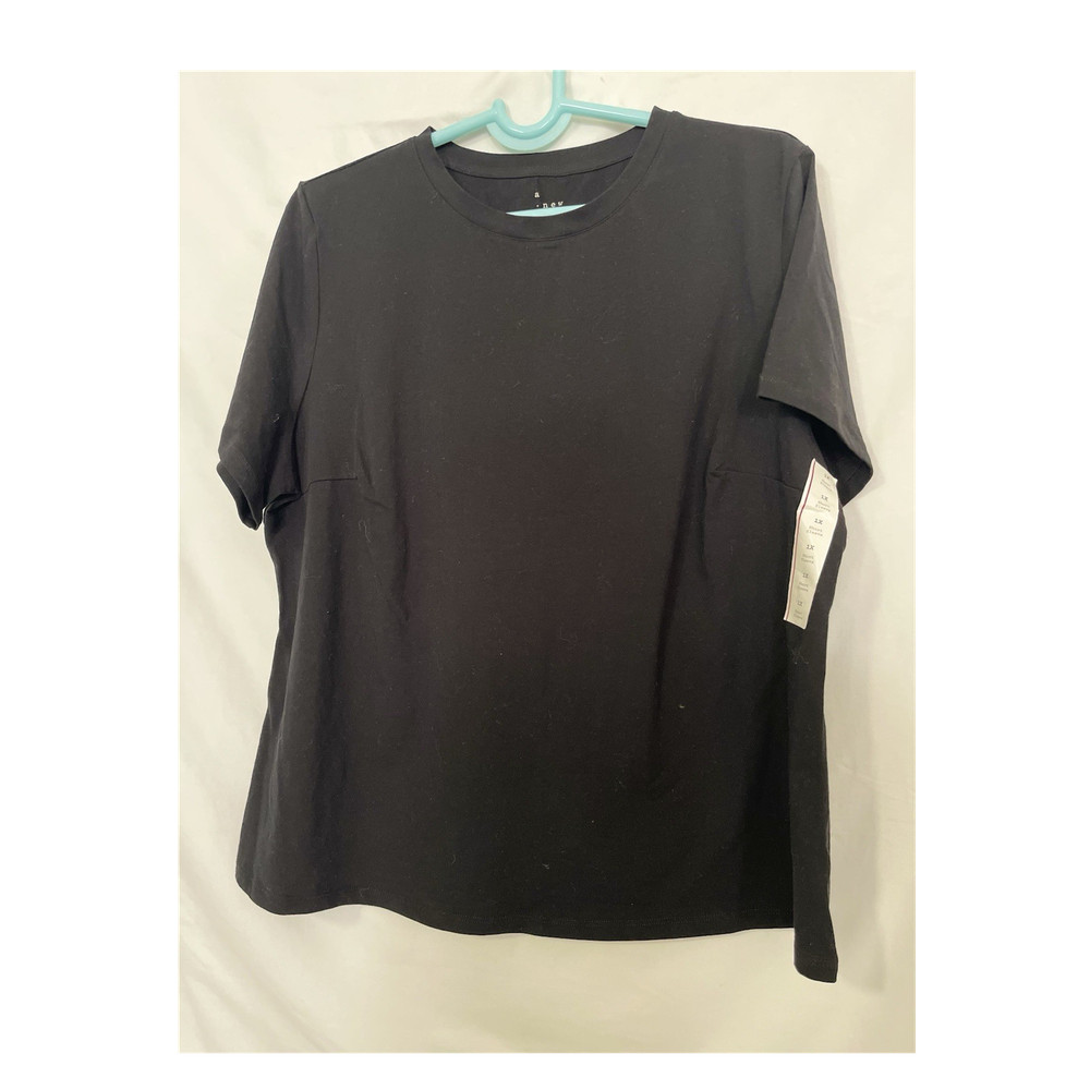A New Day Black Knit Crew Neck Short Sleeve Stretch T-Shirt Plus Size 1X